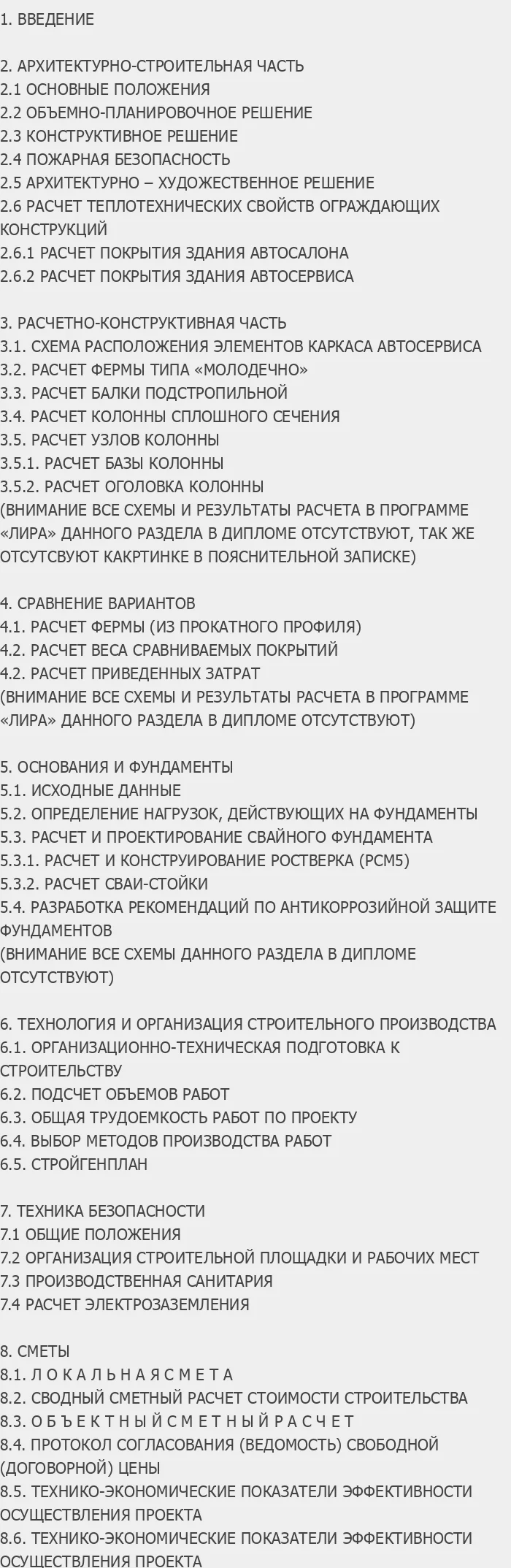 Содержание: Проект №1-124 "Здание автосалона в г. Екатеринбург"